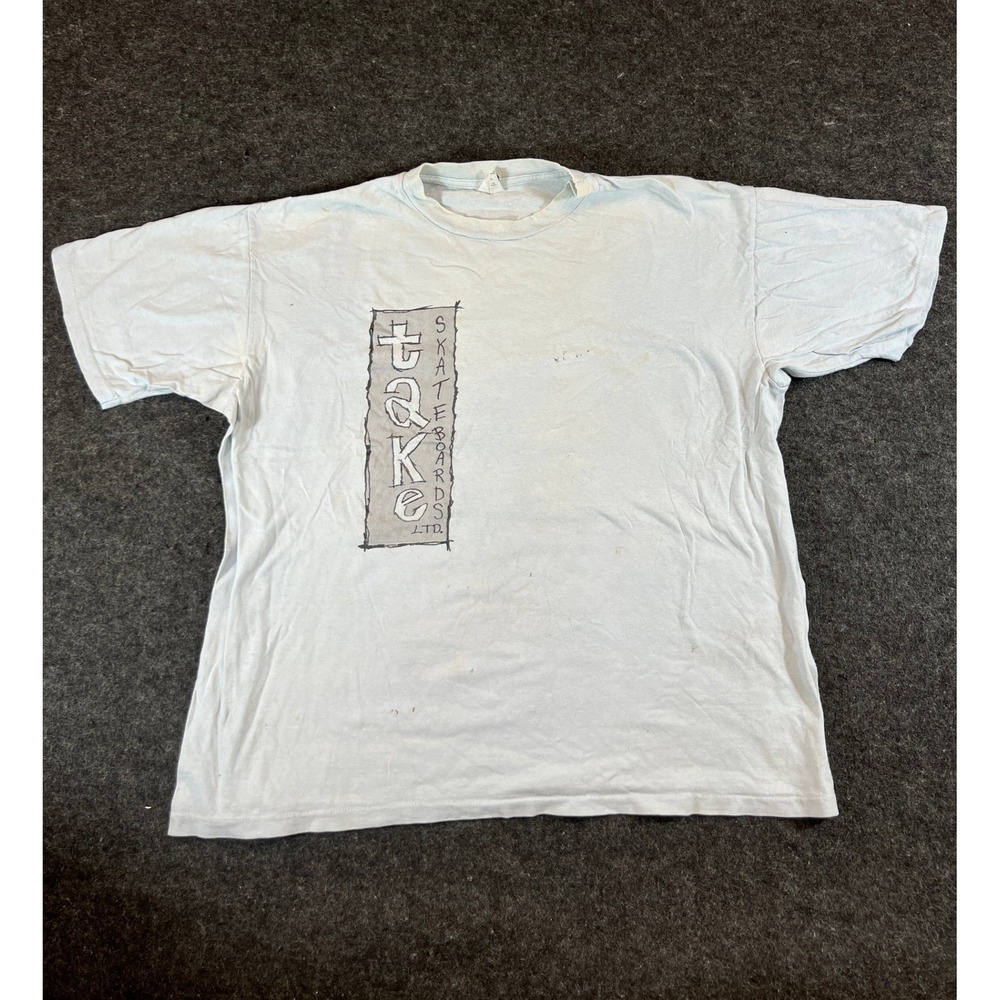Vintage 90s Take Skateboards Ltd Graphic T-Shirt Mens XL White USA Streetwear